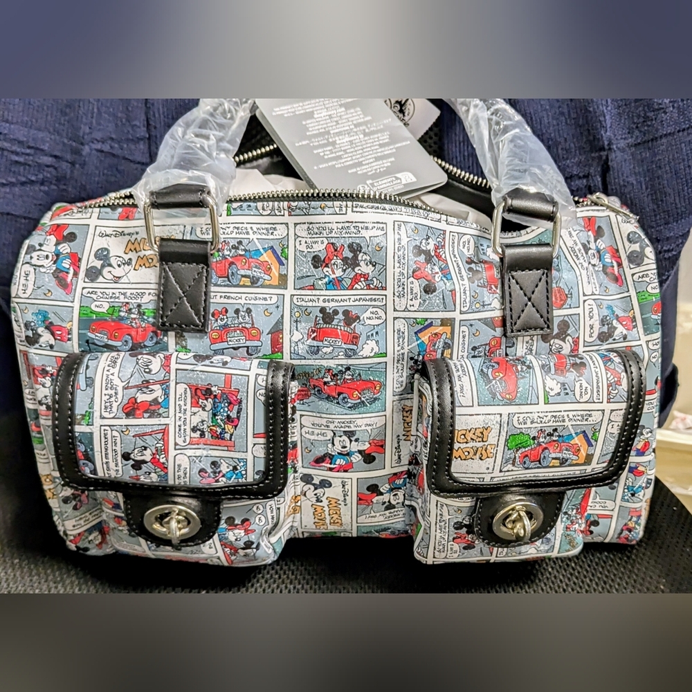 Mickey & Minnie Comic Strip Design Mini Tote/Duffle.Brand new, never used w/tags